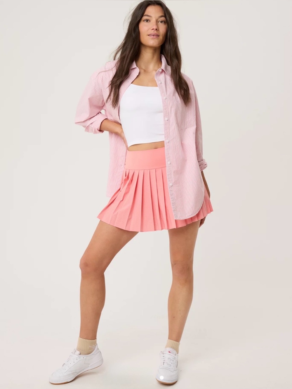 Aerie Pink Strawberry Mist Preppy Keep It Cool Pleated Tennis Skirt Skort Medium